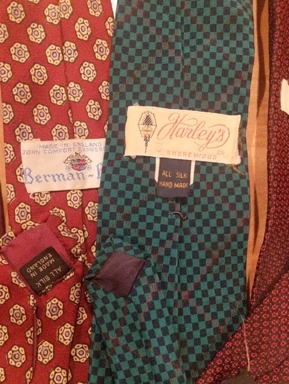 Assorted Men's Silk, Cotton and Woo Ties in Teal, Burgundy, Purple, Blue & Brown - Picture 10 of 13